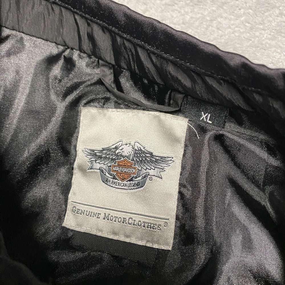 Harley Davidson Jacket Womens XL Black Windbreaker Full Zip Patches Motorcycle - Picture 2 of 7
